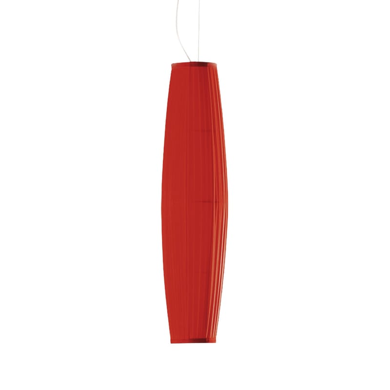 Luminaire - Suspensions - Suspension Colonne tissu rouge / H 90 cm - Dix Heures Dix - H 90 cm / Rouge - Tissu polyester