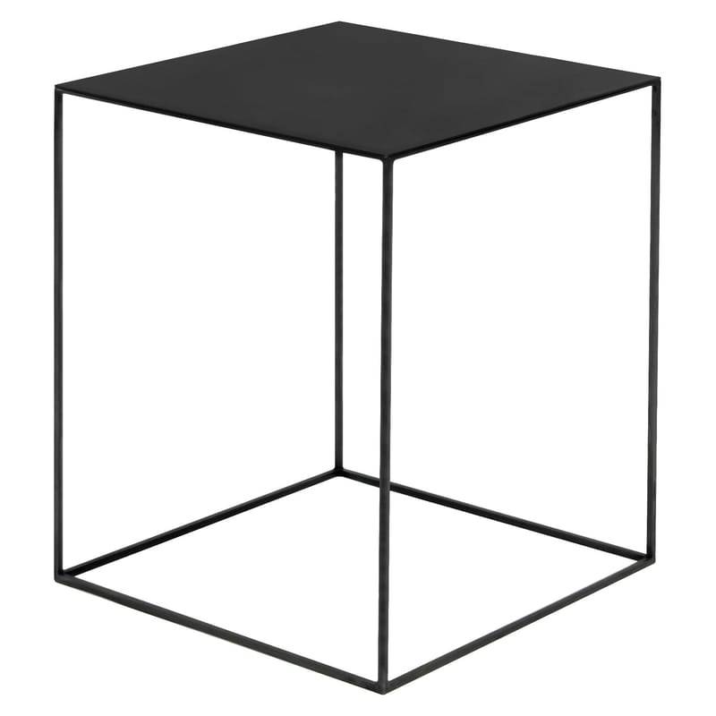 Mobilier - Tables basses - Table basse Slim Irony métal noir / 41 x 41 x H 64 cm - Zeus - Plateau phosphaté noir / Pied noir cuivré - Acier