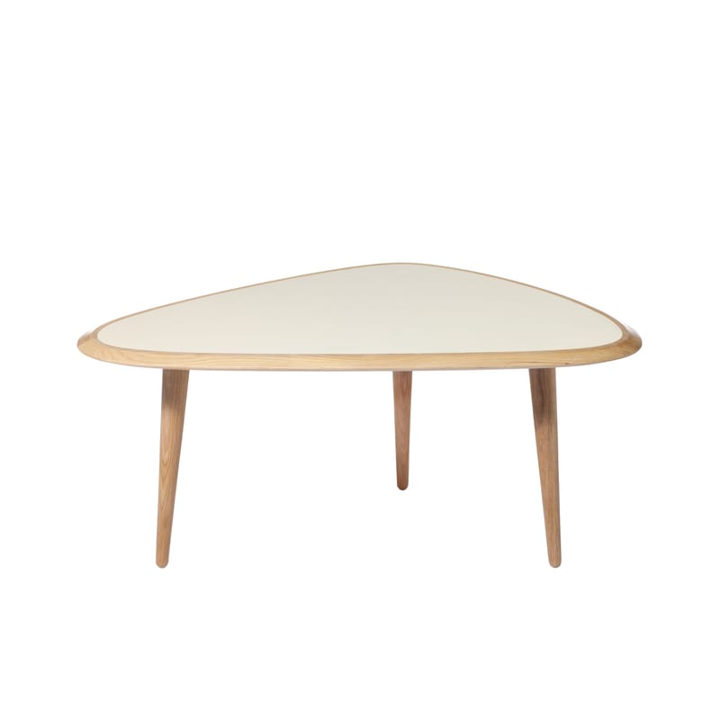 Mobilier - Tables basses - Table basse Small blanc beige bois naturel / 85 x 53 cm - Laque - RED Edition - Crème laqué - Chêne massif, Laque traditionnelle