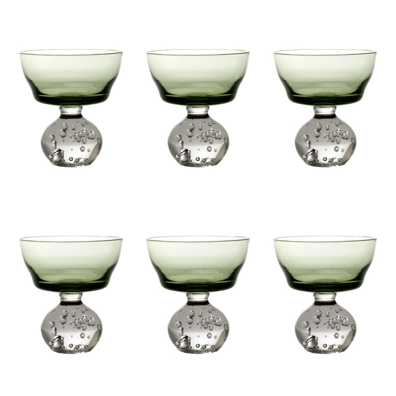 Table et cuisine - Verres  - Coupe à champagne Eternal Snow M verre vert / Set de 6 - Ø 9,2 x H 10 cm - Serax - Vert - Verre soufflé