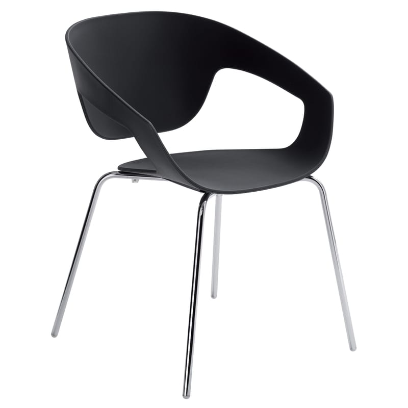 Mobilier - Chaises, fauteuils de salle à manger - Fauteuil empilable Vad plastique noir - Casamania - Noir - Métal verni, Polypropylène