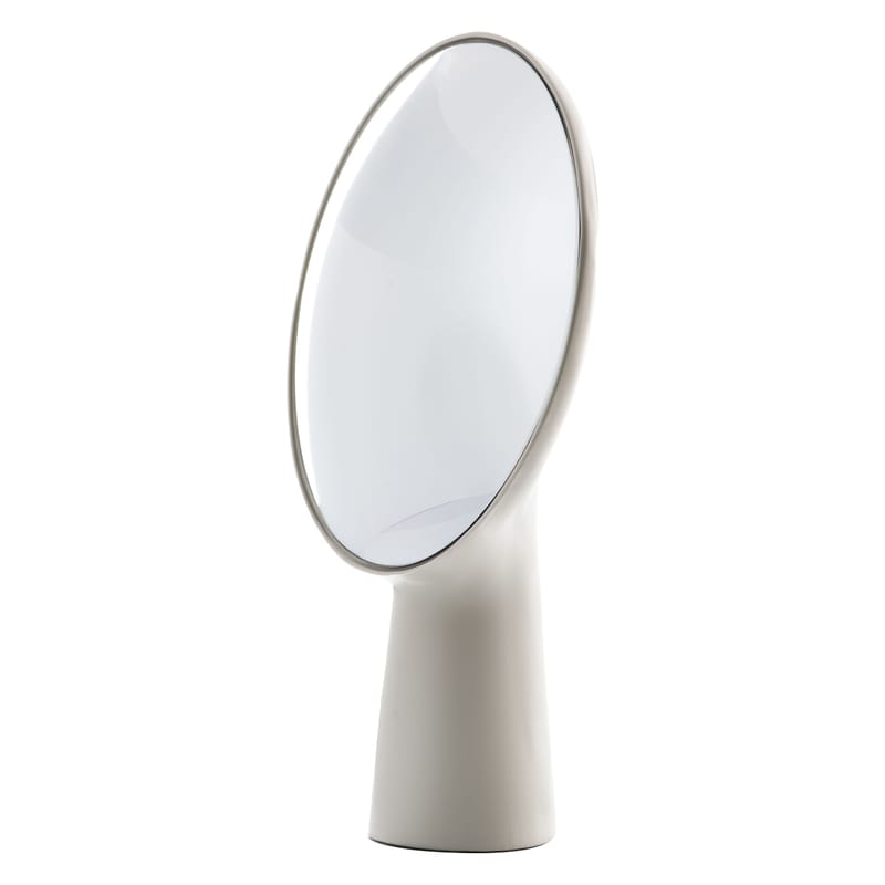 Furniture - Mirrors - Cyclope Free standing mirrors ceramic white H 46,5 cm - Moustache - Ecru - Enamled terracotta