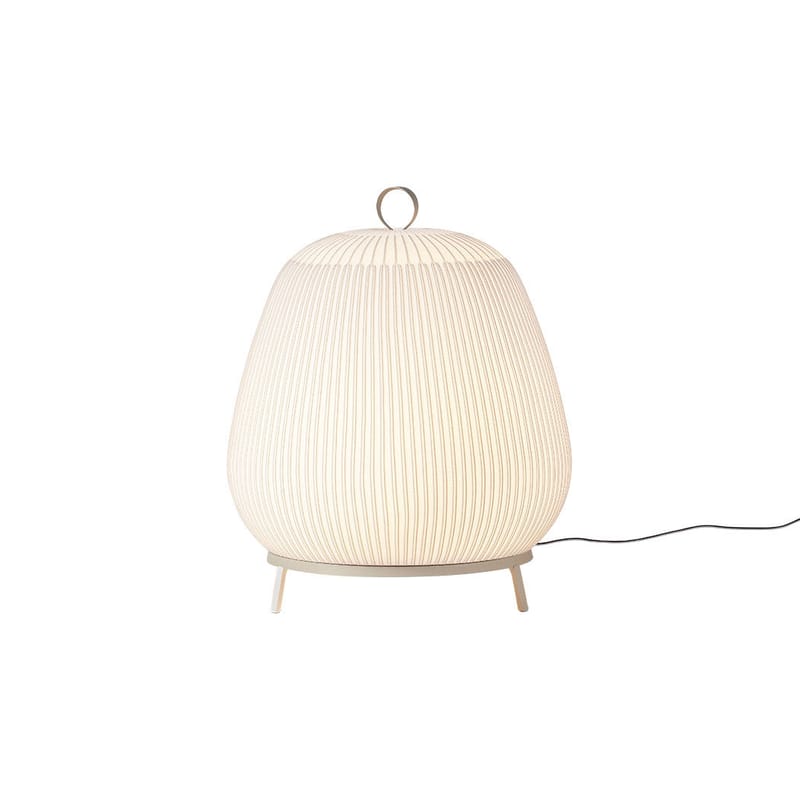 Luminaire - Lampes de table - Lampe de table Knit LED tissu beige / Ø 45 x H 55 cm - Tricoté - Vibia - Ecru / Pieds beige - ABS, Lycra 3D tricoté, PMMA