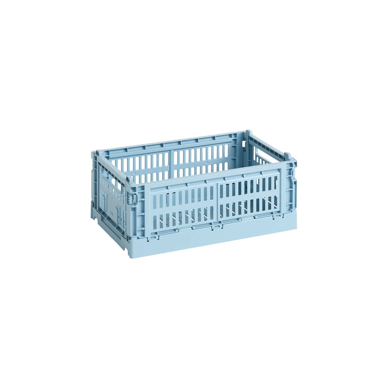 Décoration - Pour les enfants - Panier Colour Crate plastique bleu Small / 17 x 26,5 cm - Recyclé - Hay - Bleu clair - Polypropylène recyclé
