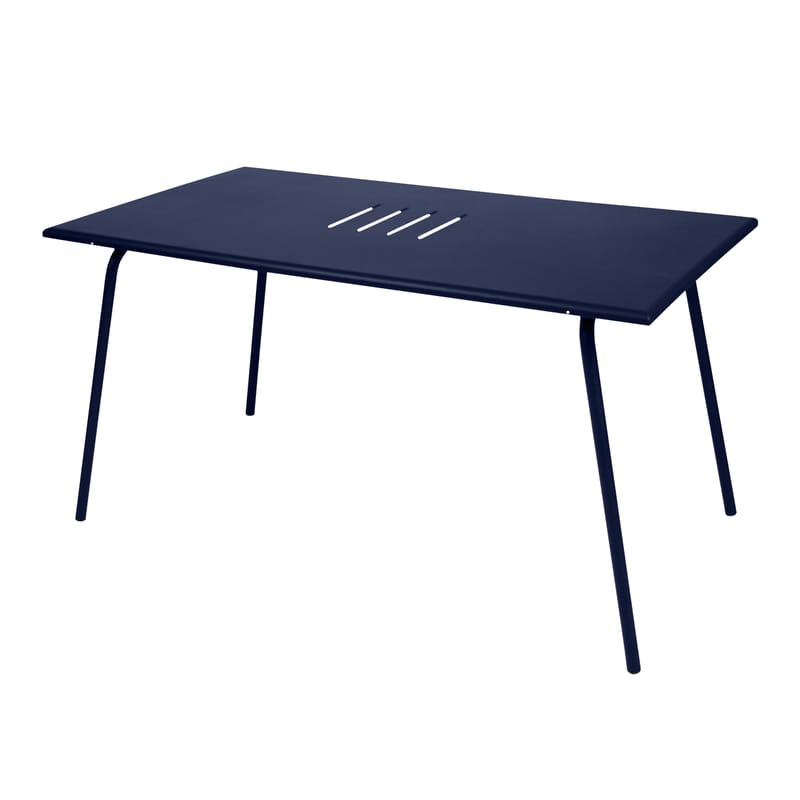 Outdoor - Gartentische - rechteckiger Tisch Monceau metall blau / 146 x 80 cm - für 6 Personen - Fermob - Abyssblau - bemalter Stahl