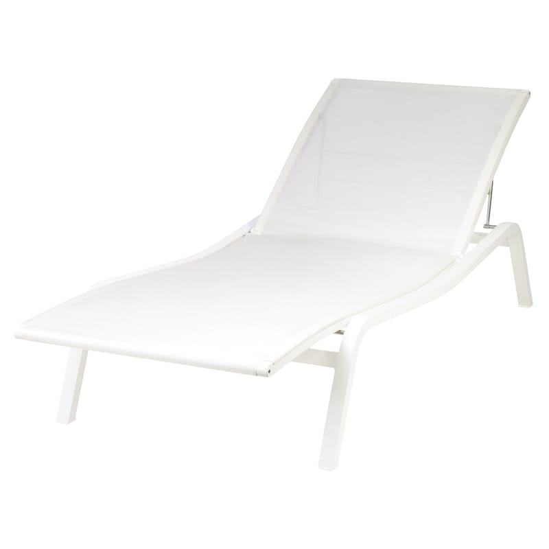 Outdoor - Sonnenliegen, Liegestühle und Hängematten - Schrägstellbarer, stapelbarer Liegestuhl Alizé metall weiß B 80 cm / 5 Positionen - Fermob - Weiß - lackiertes Aluminium, Polyester-Gewebe