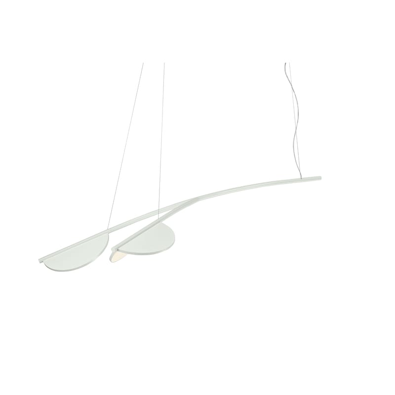 Luminaire - Suspensions - Suspension Almendra Organic S2 Y Long métal blanc / LED - L 157,74 cm / 2 diffuseurs orientables - Flos - Blanc cassé - Aluminium peint, Polycarbonate