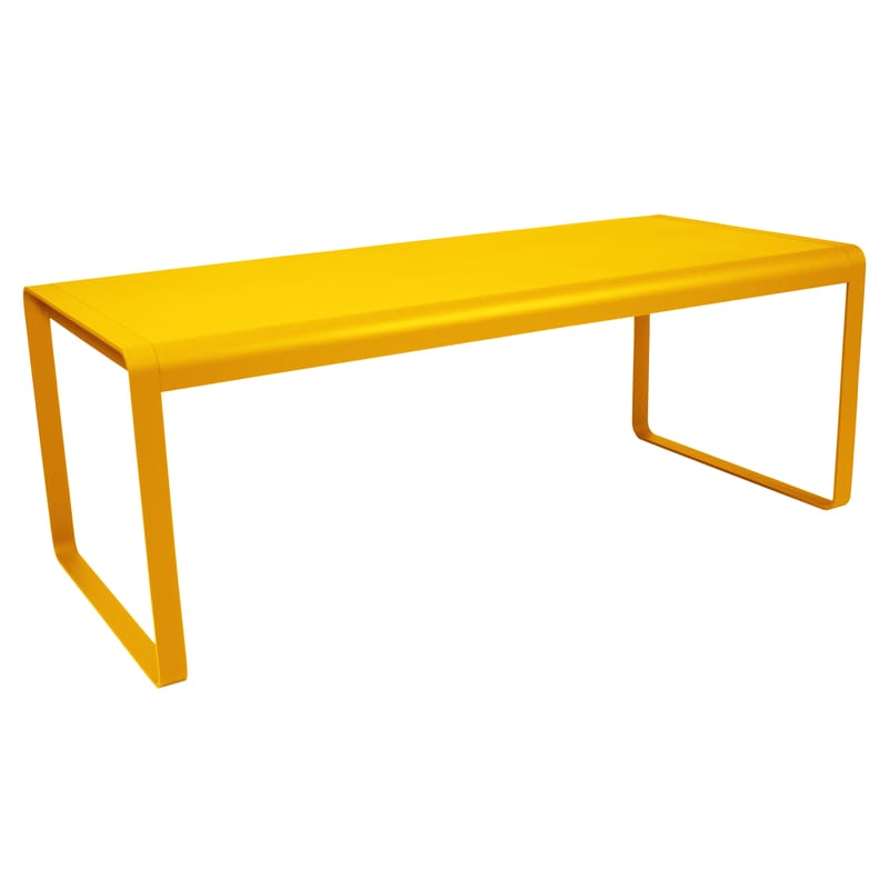 Jardin - Tables de jardin - Table rectangulaire Bellevie métal jaune / L 196 cm - 8 à 10 personnes - Fermob - Miel - Aluminium