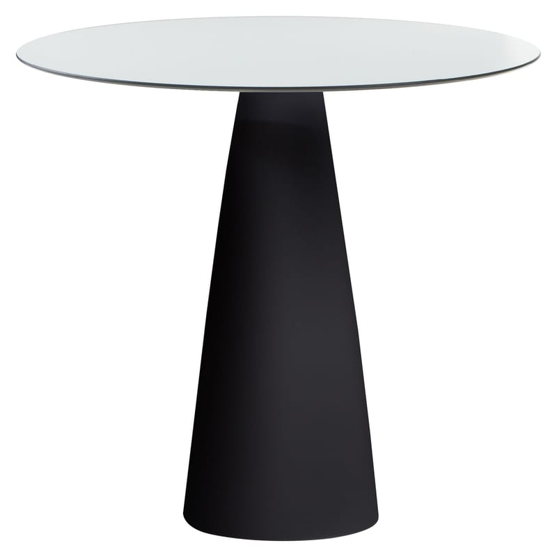 Jardin - Tables de jardin - Table ronde Hoplà - H 72 cm plastique blanc noir / Ø 79 cm - Slide - Ø 79 cm / Blanc & pied noir - HPL stratifié, Polyéthylène recyclable