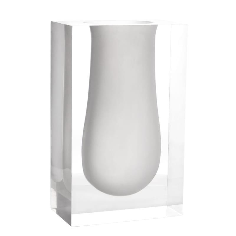 Décoration - Vases - Vase Bel Air Mega Scoop plastique blanc / Rectangle H 33 cm - Jonathan Adler - Blanc / Transparent - Acrylique