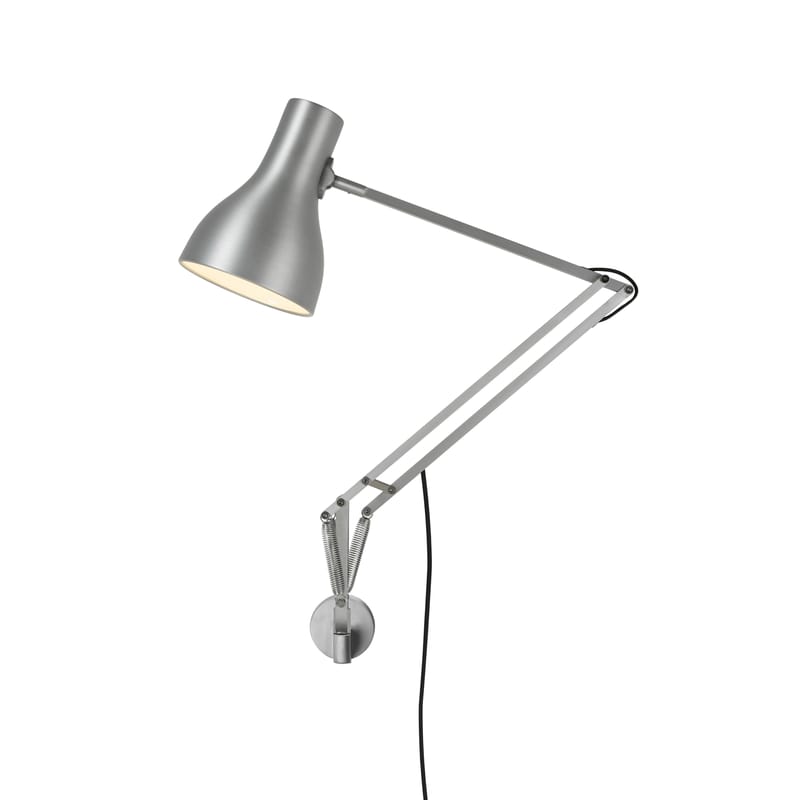 Luminaire - Appliques - Applique avec prise Type 75 métal argent / Avec bras - Anglepoise - Argent - Acier, Aluminium
