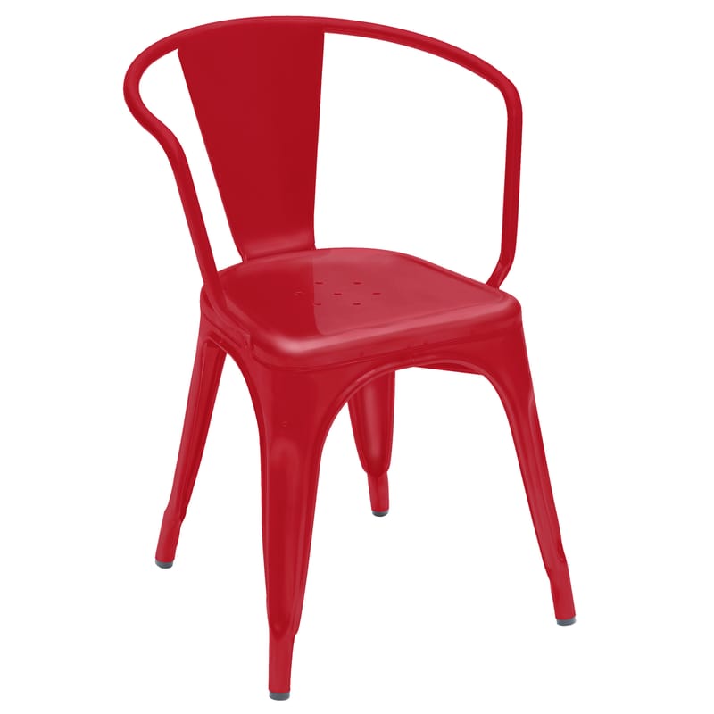 Mobilier - Chaises, fauteuils de salle à manger - Fauteuil empilable A56 Indoor métal rouge / Acier Couleur - Pour l\'intérieur - Tolix - Piment - Acier recyclé laqué