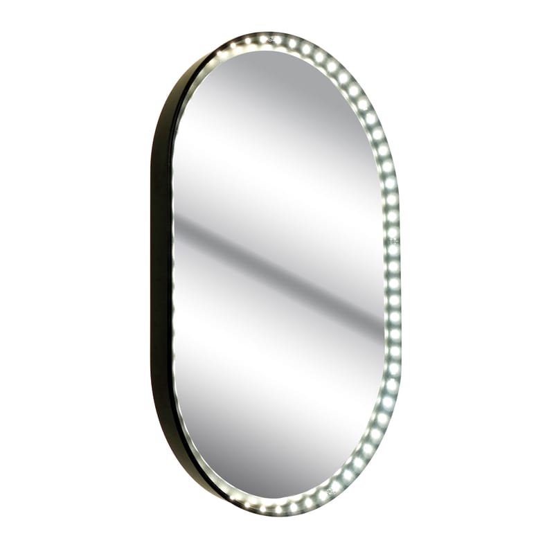 Décoration - Miroirs - Miroir lumineux Vanity Oval S métal verre noir / LED - H 48 cm - Le Deun - Noir - Acier, Miroir