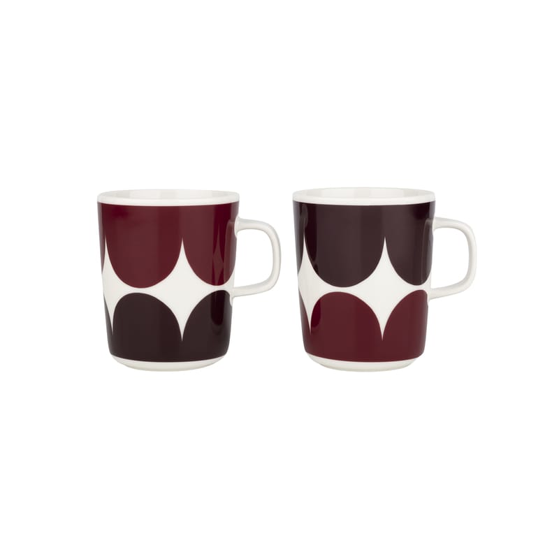 Table et cuisine - Tasses et mugs - Mug Härkä céramique rouge violet / 25 cl - Set de 2 - Marimekko - Härkä / Bordeaux, rouge foncé - Grès