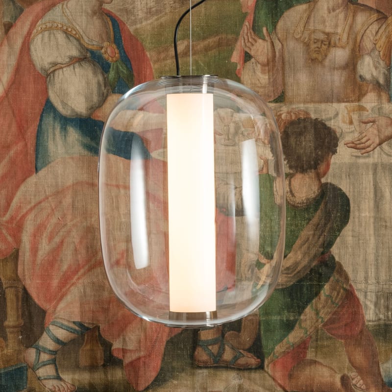 Leuchten - Pendelleuchten - Pendelleuchte Meridiano Grande glas transparent / LED - H 54 cm - Fontana Arte - Transparent - geblasenes Glas, vernickeltes Metall