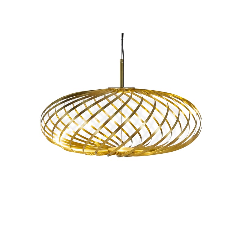Illuminazione - Lampadari - Sospensione Spring Small LED oro metallo / Ø 56 x H 24 cm -Strisce d\'acciaio modulabili - Tom Dixon - Ottone - Acciaio inossidabile