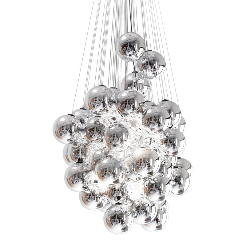 Luminaire - Suspensions - Suspension Stochastic verre métal LED / 48 éléments - Ø 40 cm - Luceplan - Métallisé - Acier, Aluminium, Verre