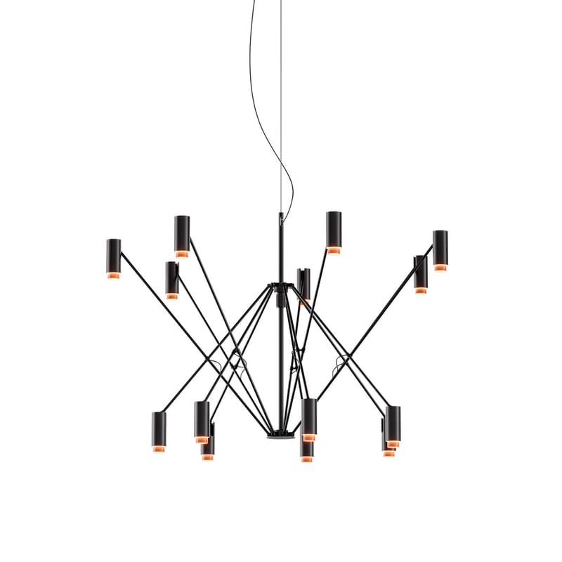 Luminaire - Suspensions - Suspension The W métal noir / Orientable - Ø 120 à 200 cm - Marset - Terracotta / Noir - Aluminium