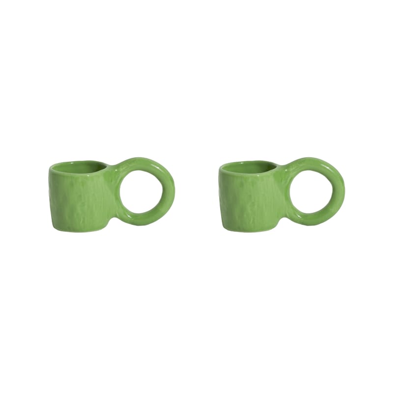 Table et cuisine - Tasses et mugs - Tasse à espresso Donut Small céramique vert / Ø  6 x H 5,5 cm - Lot de 2 - Petite Friture - Pistache - Faïence émaillée