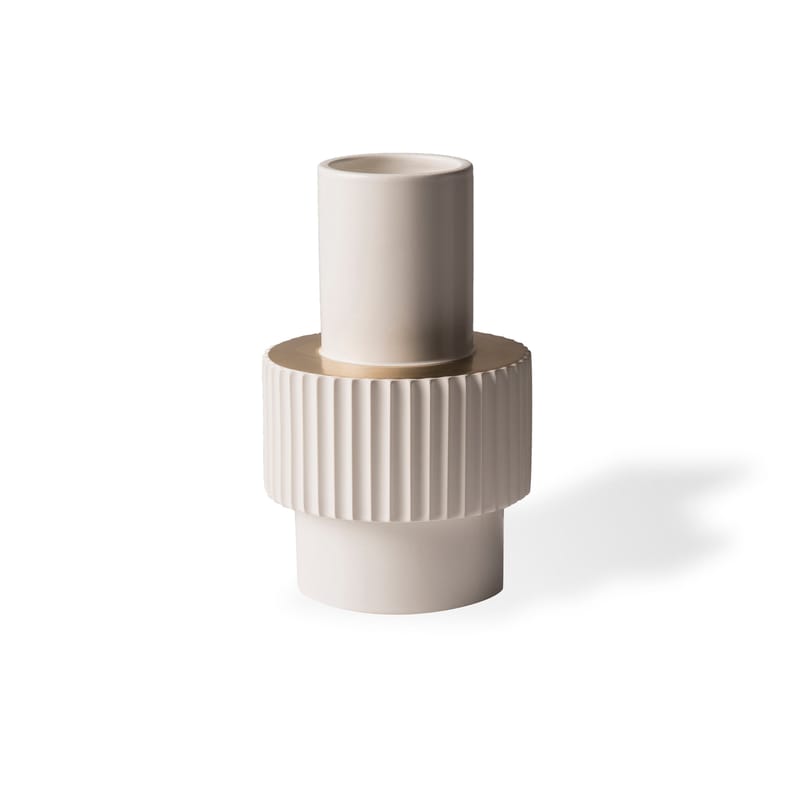 Décoration - Vases - Vase Gear Small céramique blanc / Ø16 x H25,5 cm - Pols Potten - Blanc & or - Porcelaine émaillée