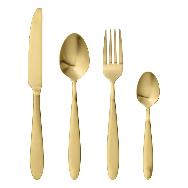 Tisch und Küche - Besteck - Besteck Set  gold metall / 4-teilig - Stahl - Bloomingville - Goldfarben - rostfreier Stahl
