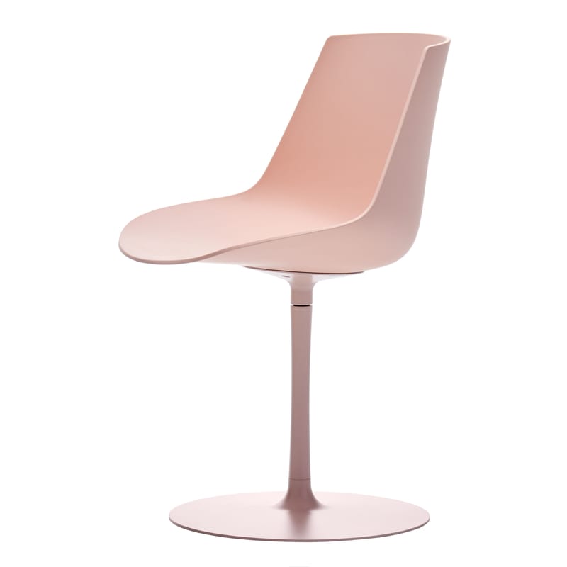 Mobilier - Chaises, fauteuils de salle à manger - Chaise pivotante Flow Color plastique rose / Pied central - MDF Italia - Rose pâle - Aluminium époxy, Polycarbonate