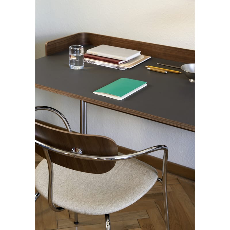 tradition Pavilion AV17 Desk walnut charcoal grey chromed steel