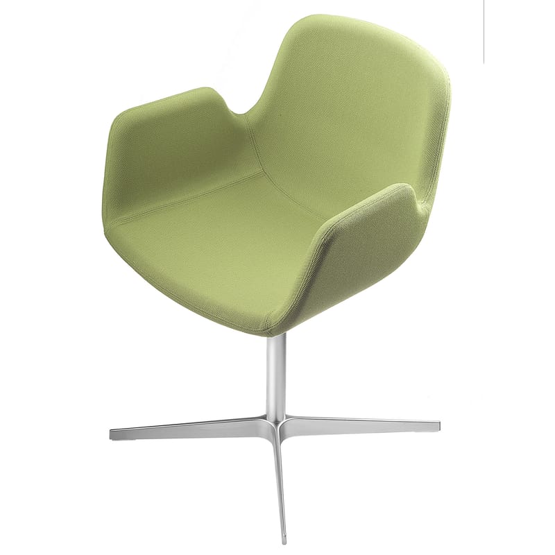 Mobilier - Chaises, fauteuils de salle à manger - Fauteuil pivotant Pass tissu vert / Rembourré - Lapalma - Assise tissu vert / Structure inox chromé mat - Aluminium chromé, Tissu