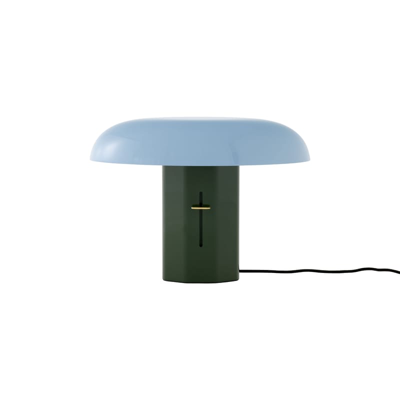 Luminaire - Lampes de table - Lampe de table Montera JH42 métal vert / L 45 x H 33 cm - &tradition - Vert forêt / Bleu ciel - Aluminium peint, Laiton