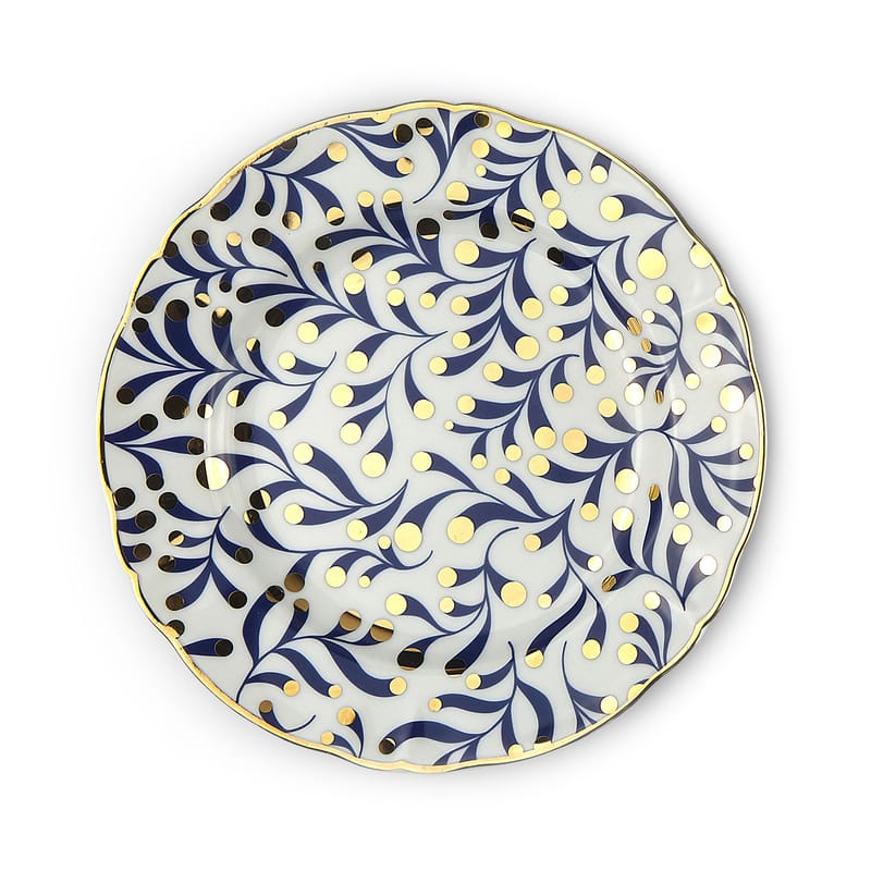 Tavola - Piatti  - Piatto da dessert Marino ceramica bianco blu oro / Ø 20,5 cm - Bitossi Home - Floreale - Porcellana