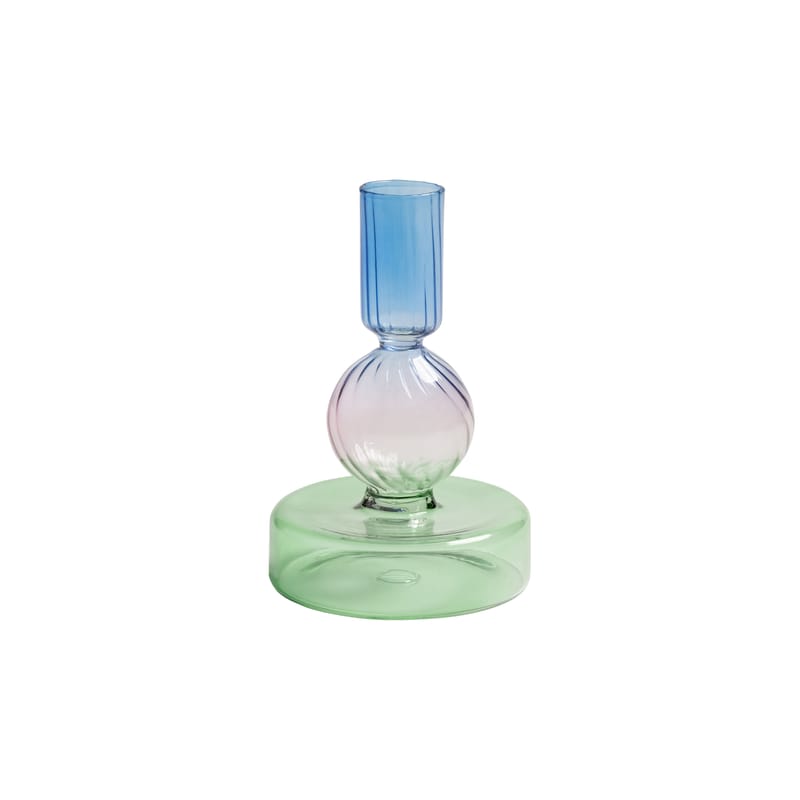 Décoration - Bougeoirs, photophores - Bougeoir Jumble verre multicolore / Ø 7.5 x H 12 cm - & klevering - Bleu, violet, vert - Verre