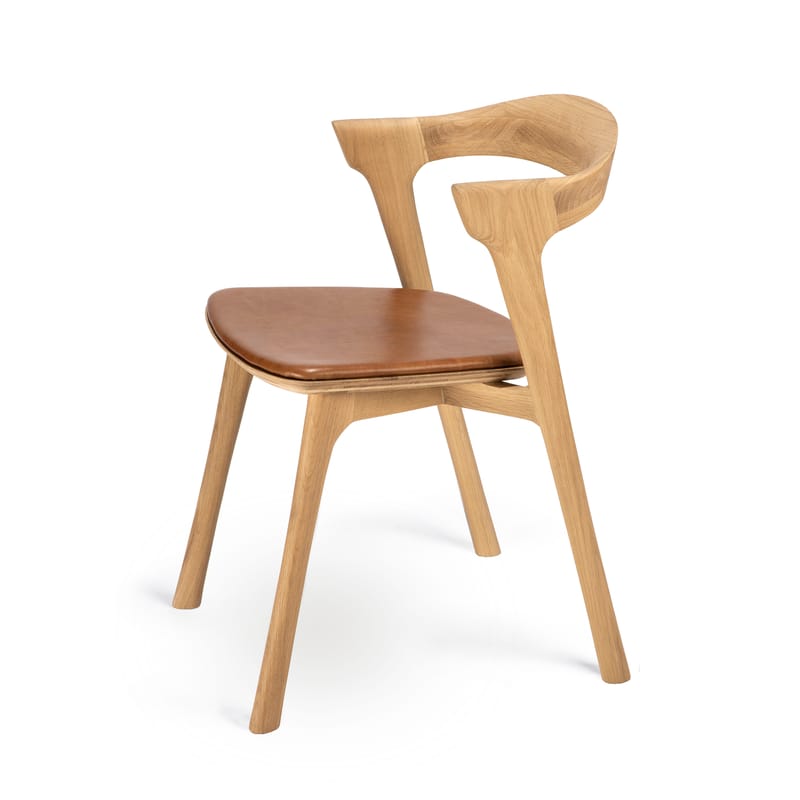 Mobilier - Chaises, fauteuils de salle à manger - Chaise Bok Indoor cuir bois naturel - Ethnicraft - Chêne / Cuir Cognac - Chêne massif, Cuir