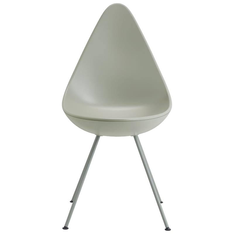 Mobilier - Chaises, fauteuils de salle à manger - Chaise Drop plastique gris / Réédition 1958 - Fritz Hansen - Gris - Acier laqué, Nylon, Plastique ABS