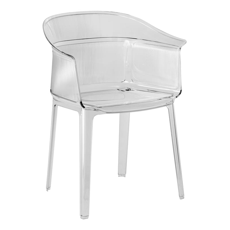 Mobilier - Chaises, fauteuils de salle à manger - Fauteuil empilable Papyrus plastique transparent - Kartell - Cristal - Polycarbonate