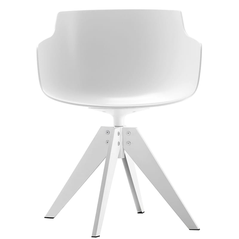 Mobilier - Chaises, fauteuils de salle à manger - Fauteuil Flow Slim plastique blanc / 4 pieds VN acier - MDF Italia - Blanc / Piètement blanc - Acier laqué, Polycarbonate