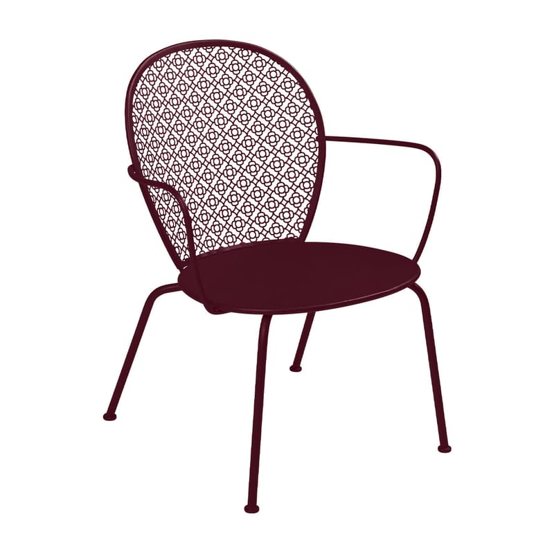 Möbel - Lounge Sessel - Lounge Sessel Lorette metall rot / Perforiertes Metall - Fermob - Schwarzkirsche - lackierter Stahl