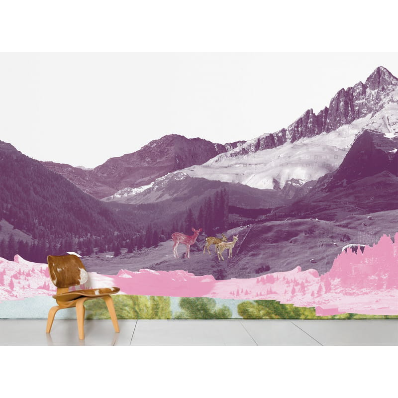 Décoration - Stickers, papiers peints & posters - Papier peint panoramique Mont Rose papier rose gris / 8 lés - L 372 x H 300 cm - Domestic - Mont Rose / Gris - Papier intissé
