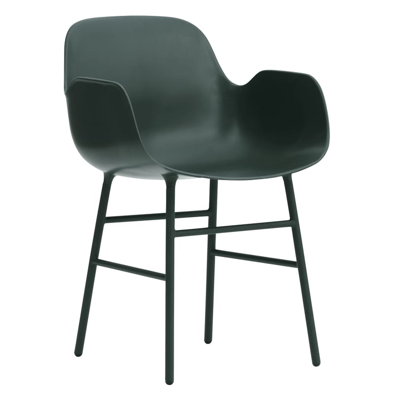 Mobilier - Chaises, fauteuils de salle à manger - Fauteuil Form plastique vert / Pied métal - Normann Copenhagen - Vert - Acier laqué, Polypropylène