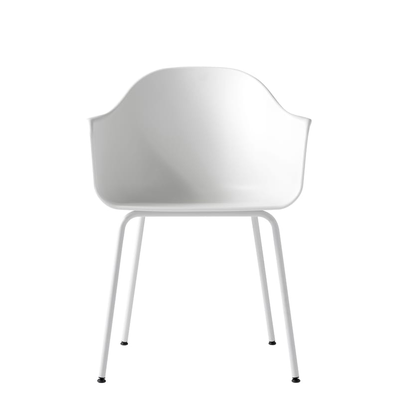 Mobilier - Chaises, fauteuils de salle à manger - Fauteuil Harbour plastique blanc gris - Audo Copenhagen - Gris clair - Acier peint, Polycarbonate