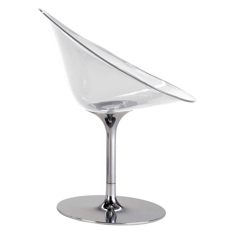 Mobilier - Chaises, fauteuils de salle à manger - Fauteuil pivotant Ero/S/ plastique transparent - Kartell - Transparent - Acier chromé, Polycarbonate