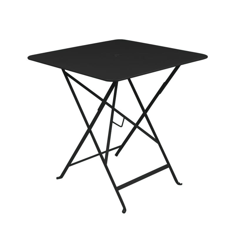 Outdoor - Garden Tables - Bistro Foldable table metal black 71 x 71 cm - Foldable - With umbrella hole - Fermob - Liquorice - Lacquered steel