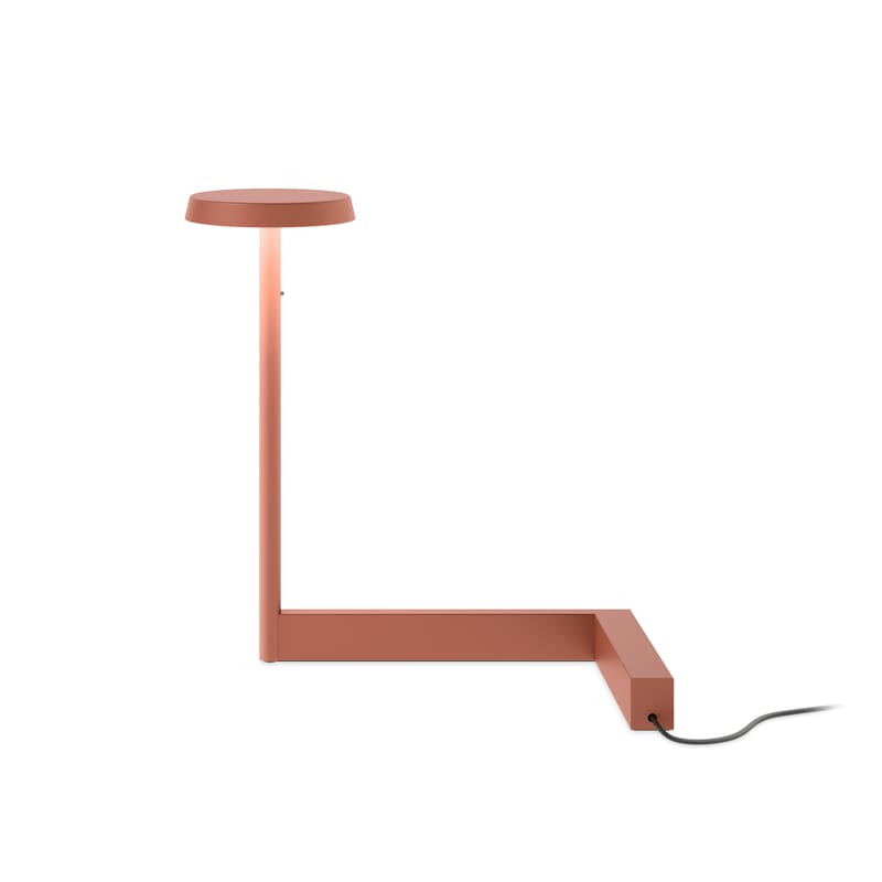 Illuminazione - Lampade da tavolo - Lampada da tavolo Flat LED metallo rosso / Ø 11 x H 30 cm - Vibia - Terracotta - Acciaio, Alluminio