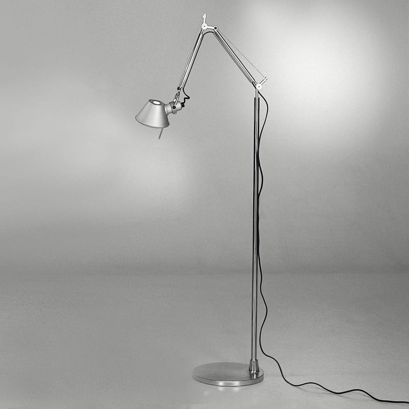 Luminaire - Lampadaires - Lampadaire Tolomeo Micro LED métal / Orientable - 1987 - Artemide - Aluminium - Aluminium
