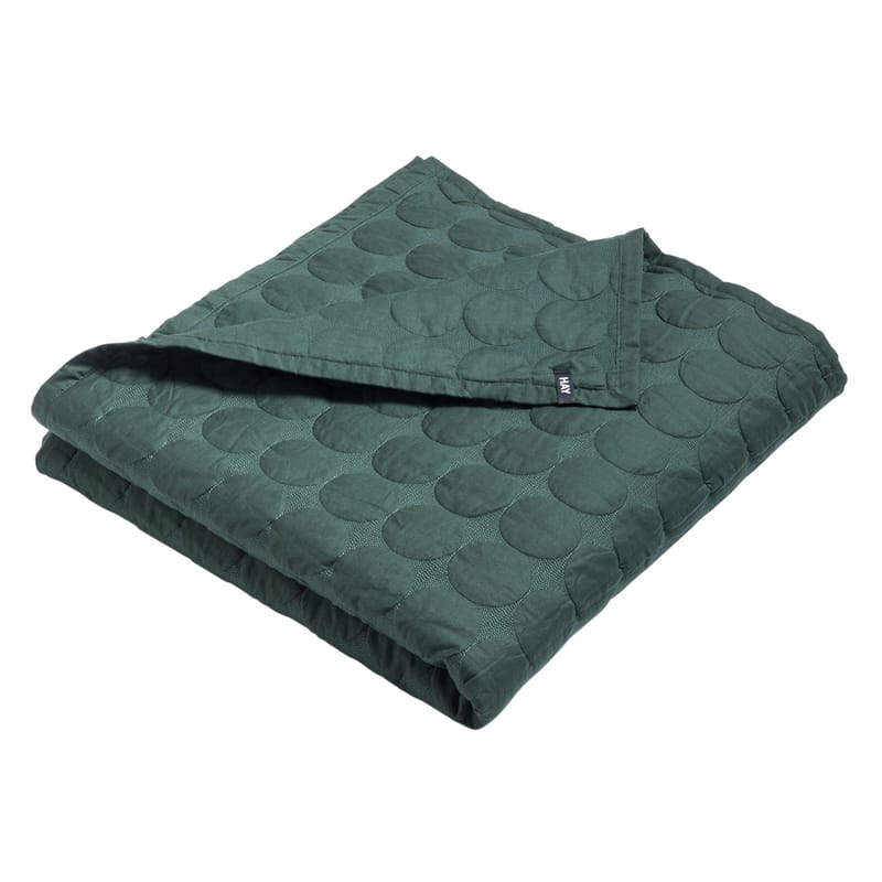 Décoration - Textile - Plaid Mega Dot tissu vert / 245 x 195 cm - Matelassé - Hay - Vert foncé - Coton, Polyester