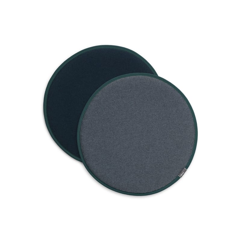 Dekoration - Kissen - Sitzkissen Seat Dots textil blau / Ø 38 cm - Wendedecke - Vitra - Petroleum / Eisblau - Gewebe, Schaumstoff