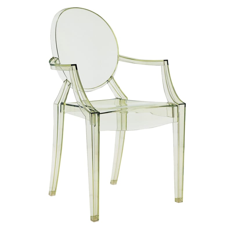 Furniture - Chairs - Louis Ghost Stackable armchair plastic material green Polycarbonate - Kartell - Green - Polycarbonate 2.15