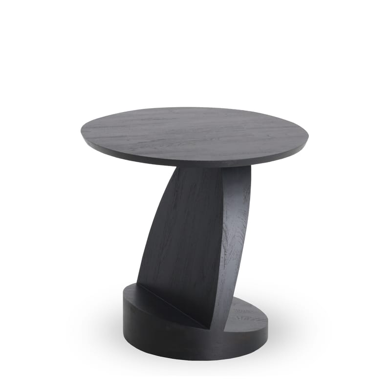 Mobilier - Tables basses - Table d\'appoint Oblic bois noir / Teck - Ø 52 cm - Ethnicraft - Noir - Teck massif certfié FSC