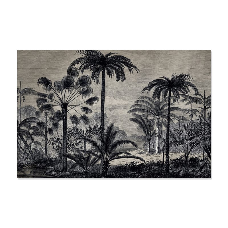 Décoration - Tapis - Tapis d\'extérieur Amazonia plastique gris / Vinyle - 99 x 150 cm - PÔDEVACHE - Palmiers / Gris - Vinyle