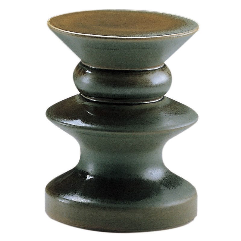 Möbel - Couchtische - Beistelltisch Teti keramik grün / H 44 cm - Zanotta - Grün - gelb - emaillierter Sandstein