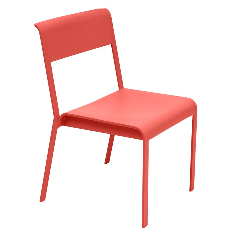 Mobilier - Chaises, fauteuils de salle à manger - Chaise empilable Bellevie métal rouge orange - Fermob - Capucine - Aluminium laqué